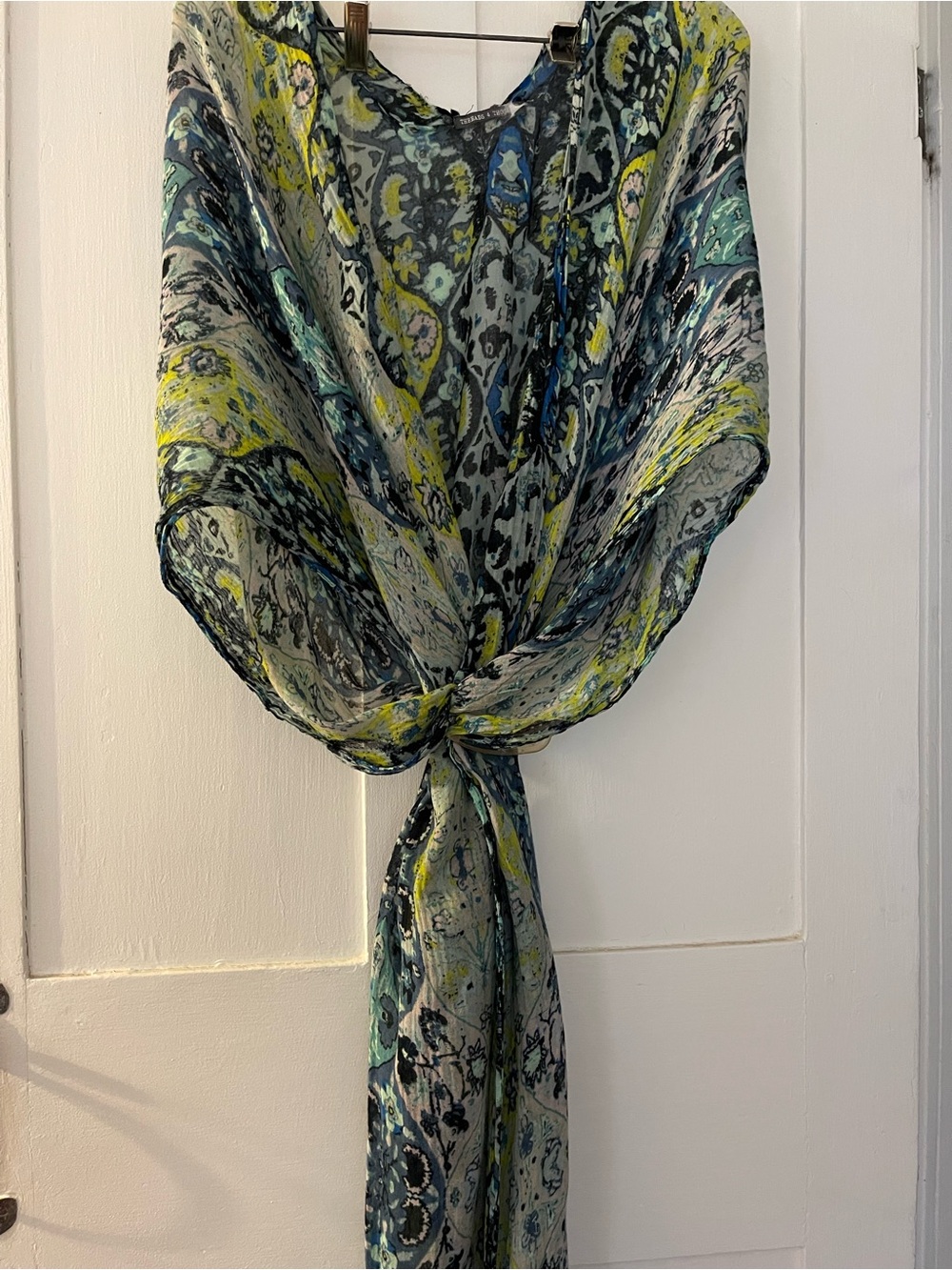 Threads 4 Thought Blue Green Yellow Paisley Lightweight Scarf